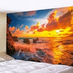 tenture murale coucher de soleil océan roches