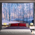 tapisserie décorative forêt neige hiver