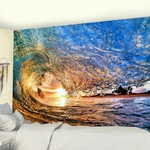 tapisserie murale vague tube coucher de soleil