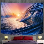 tenture murale vague océan coucher de soleil