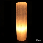 lampe décorative pierre sélénite cylindre 30cm