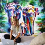 tapisserie décorative éléphants pastel