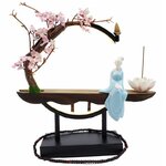 porte-encens zen cerisier et cercle lumineux