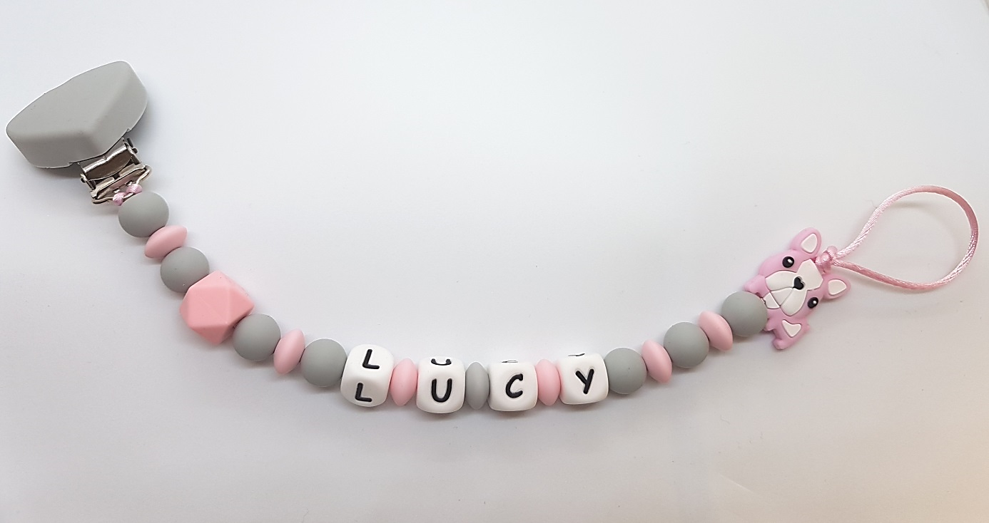 attache tétine personnalisé fille modèle "Lucy"