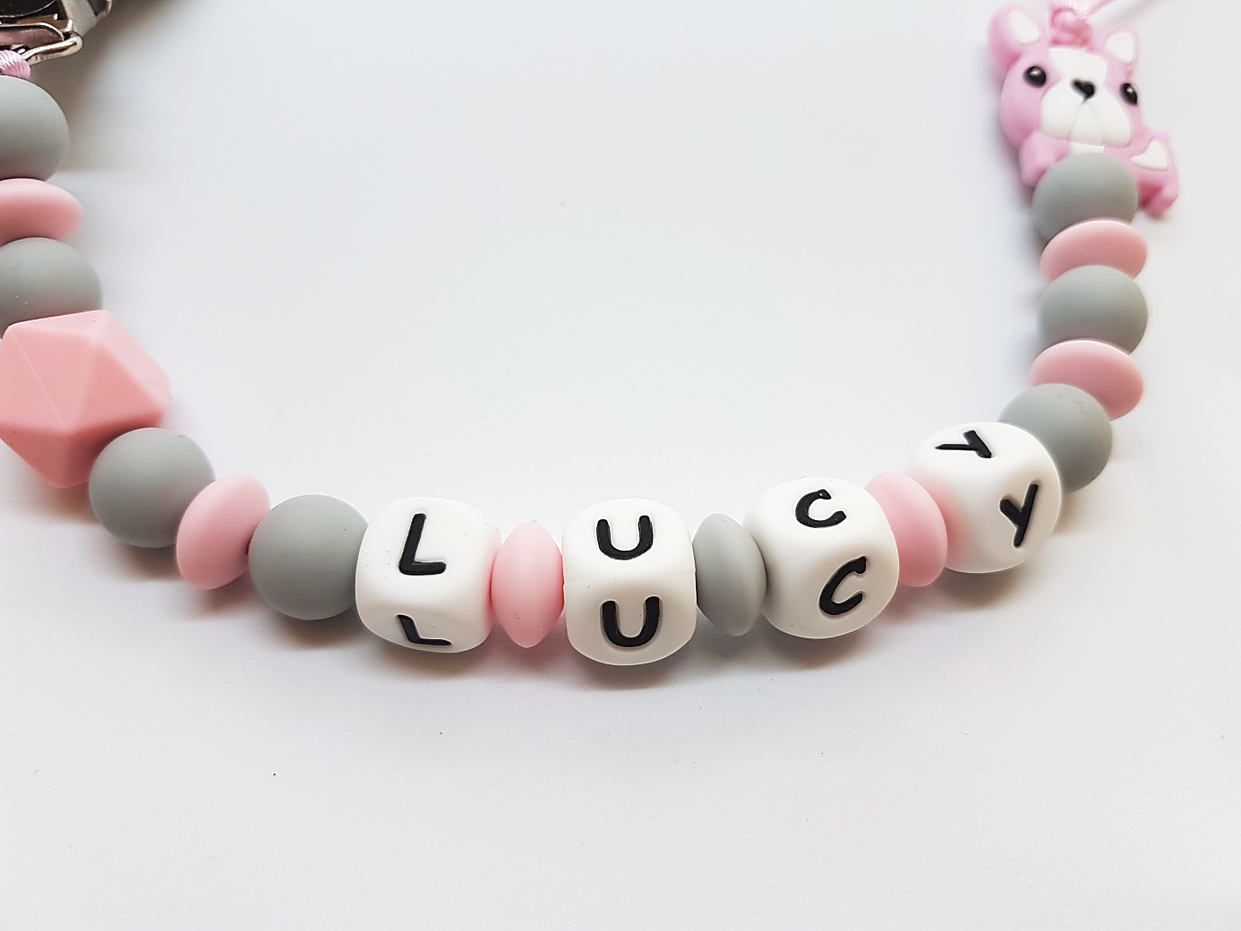 attache tétine personnalisé fille modèle "Lucy"