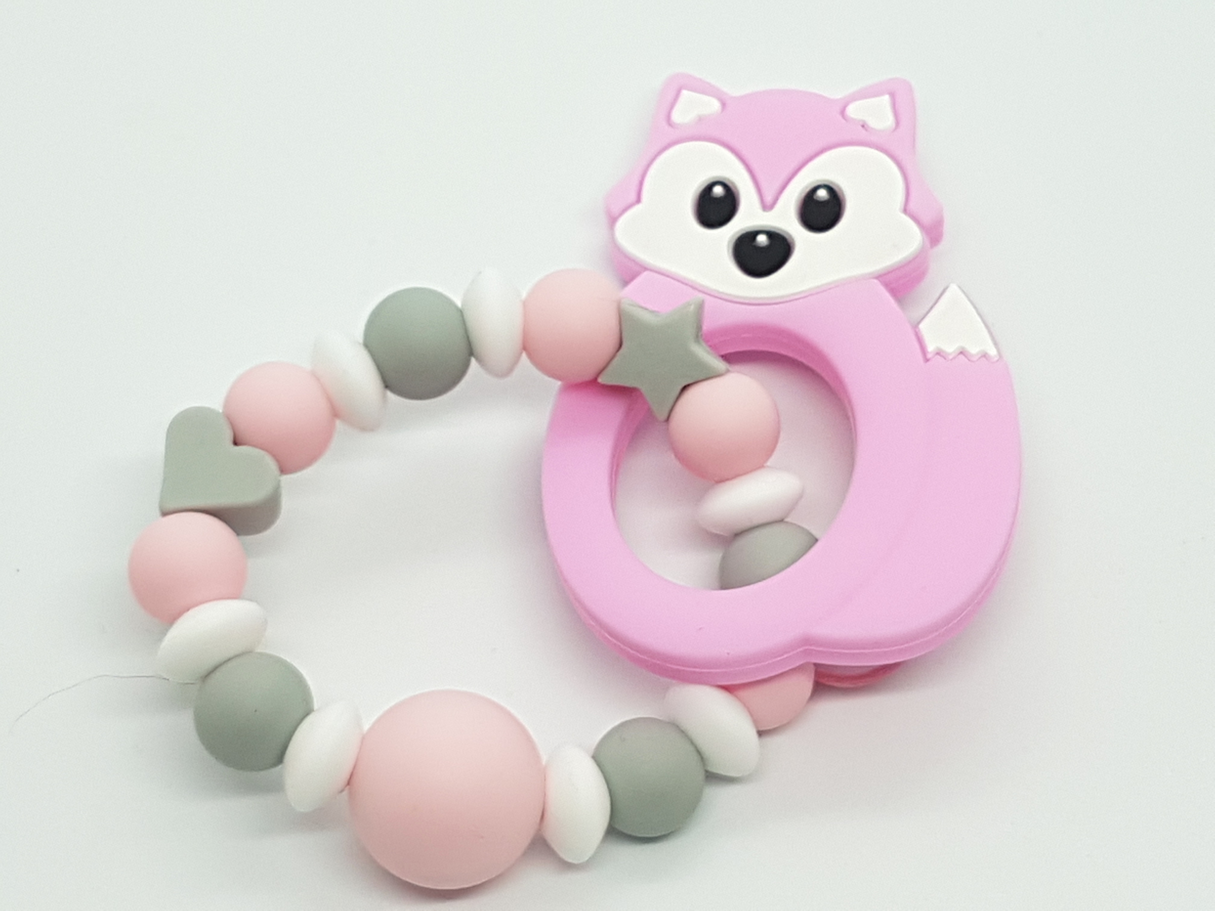 bracelet de dentition personnalisé modèle "renard rose"