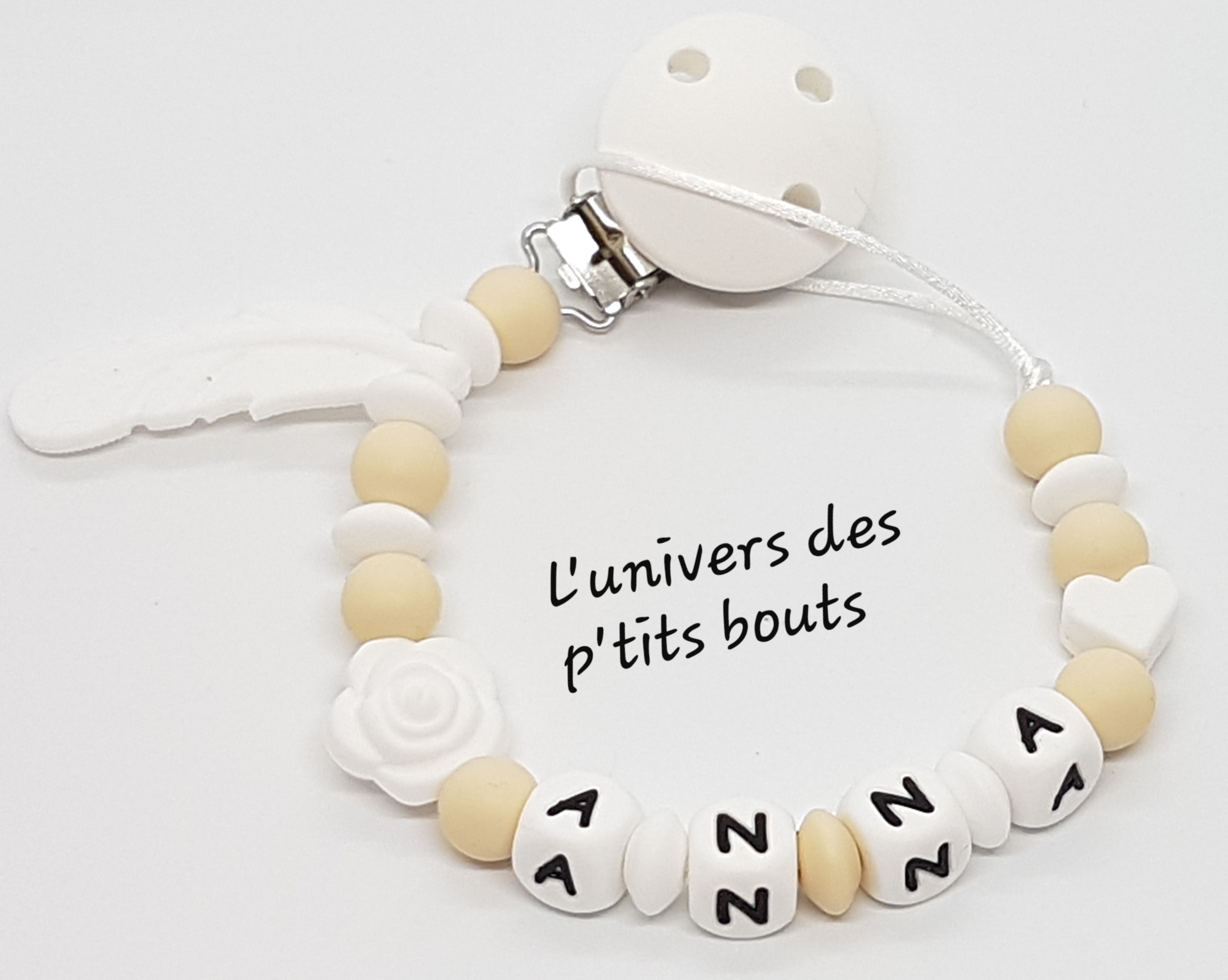 Attache Tétine Personnalisé En Silicone Modèle "Clea