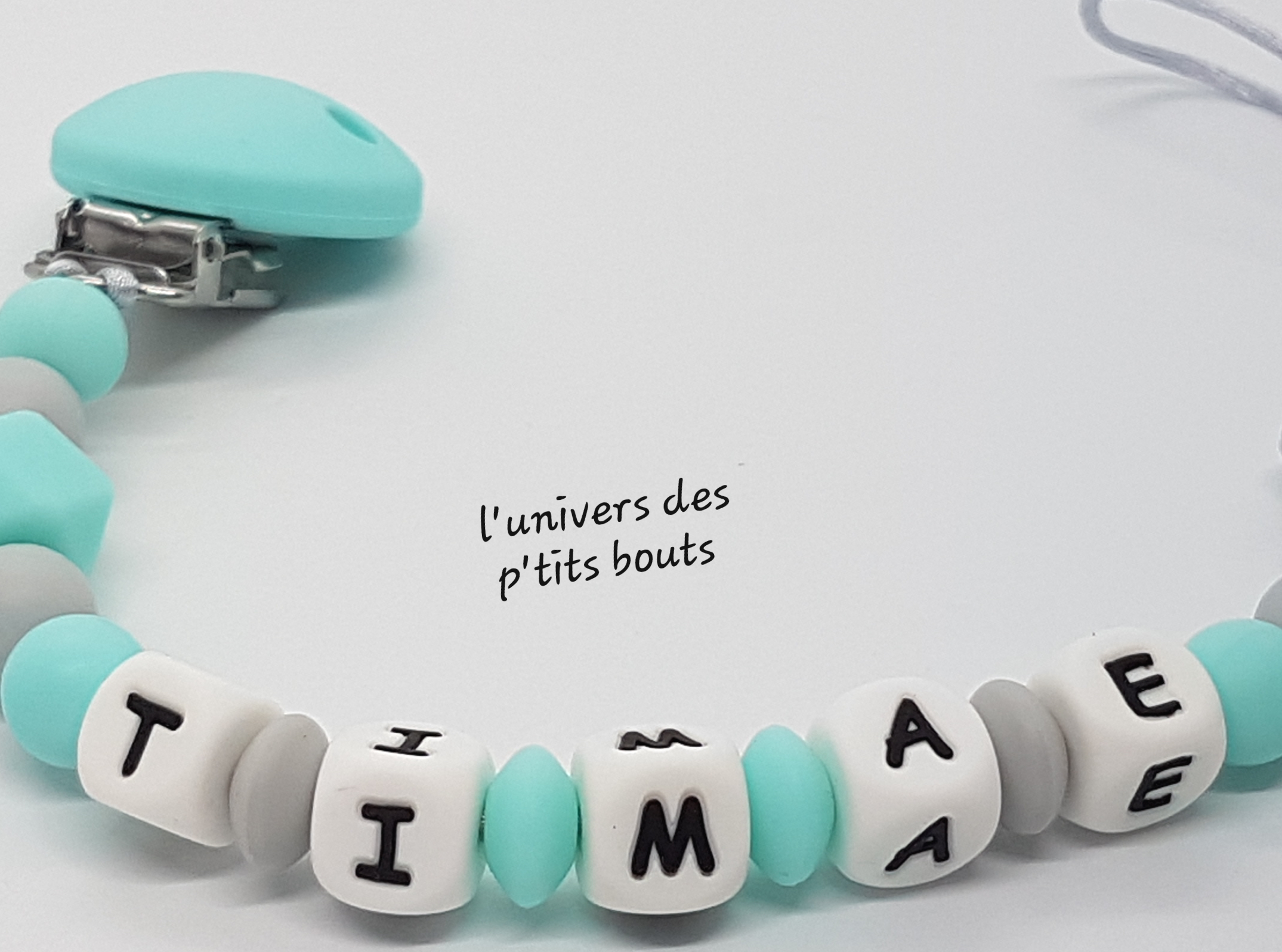 Attache-Tétine Personnalisée Avec Nom - Attache Sucette Silicone Ajustable - Cadeau Naissance Unique