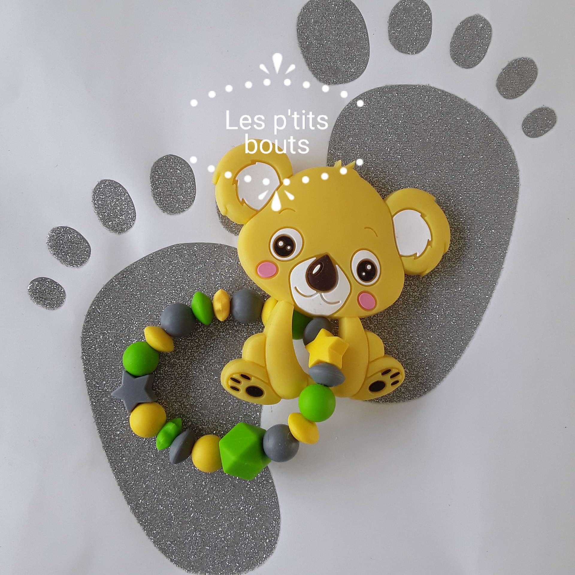 bracelet de dentition personnalisé garçon modèle "Koala jaune"