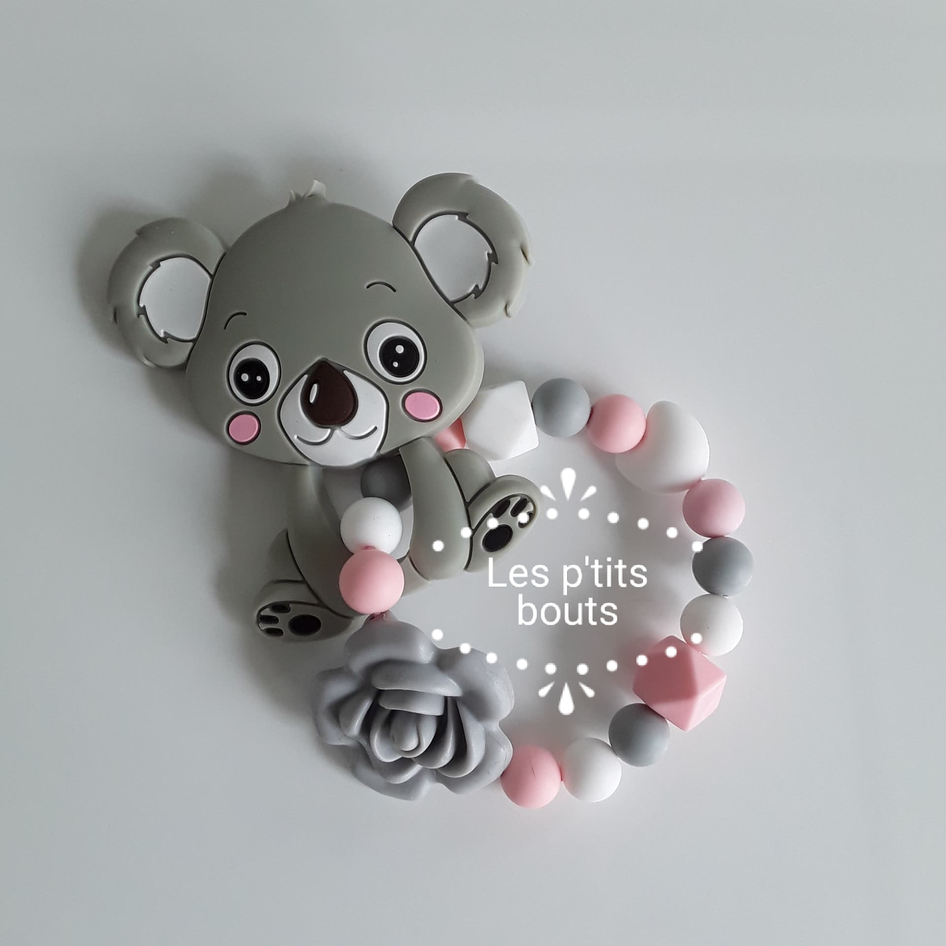 bracelet de dentition personnalisé fille modèle "Koala gris"
