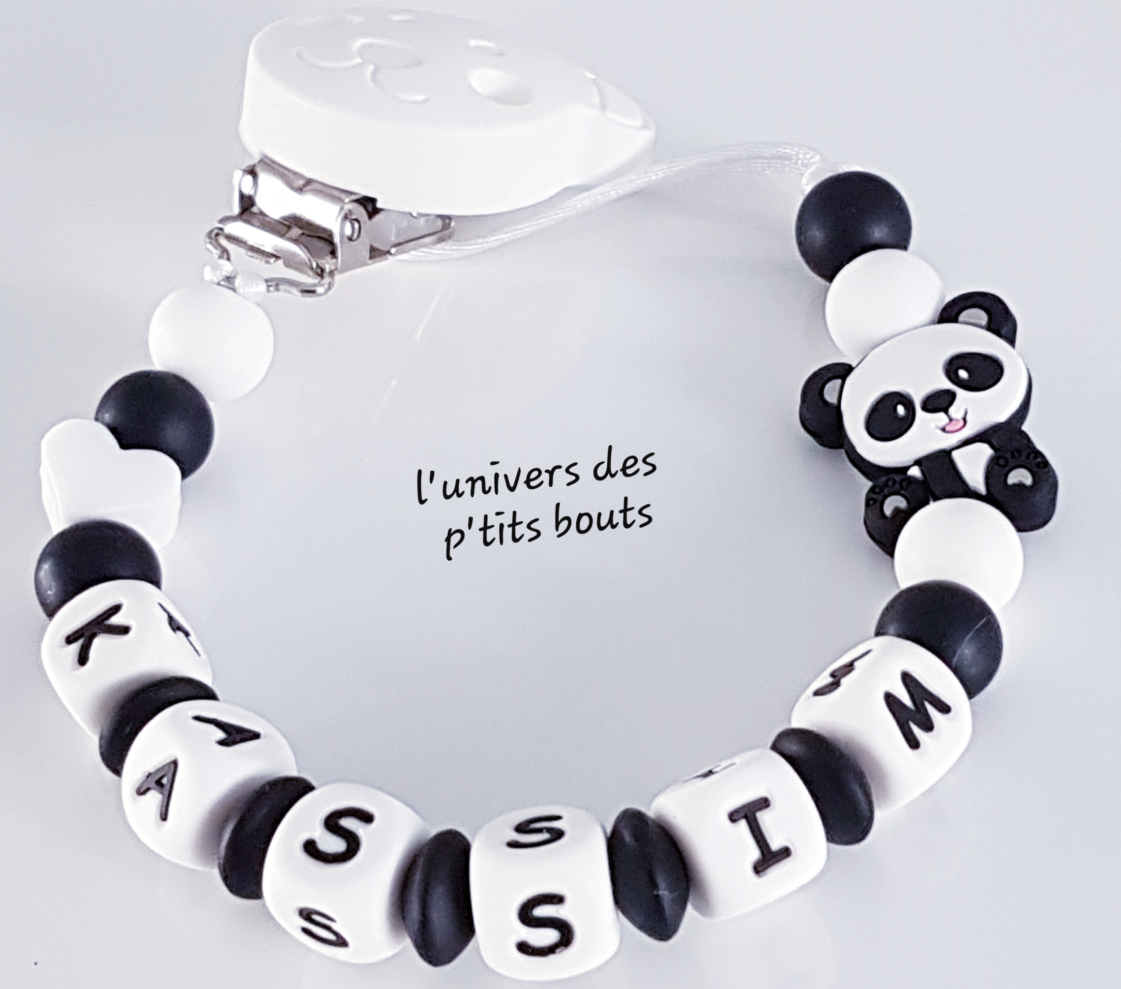 Attache tétine personnalisée silicone modèle panda