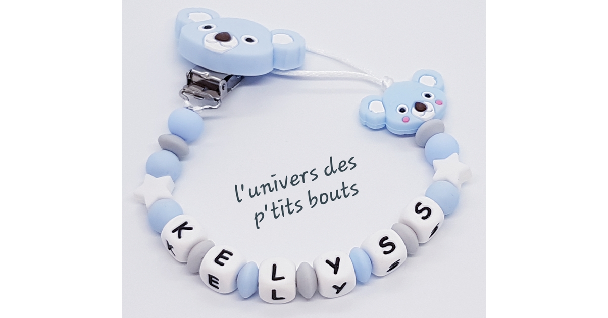 Porte-tétine Personnalisé Prénom Garçon – Collier Silicone Avec Chien, Fabrication Allemande