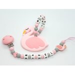ensemble attache tétine et bracelet de dentition personnalisés modèle "Manel"