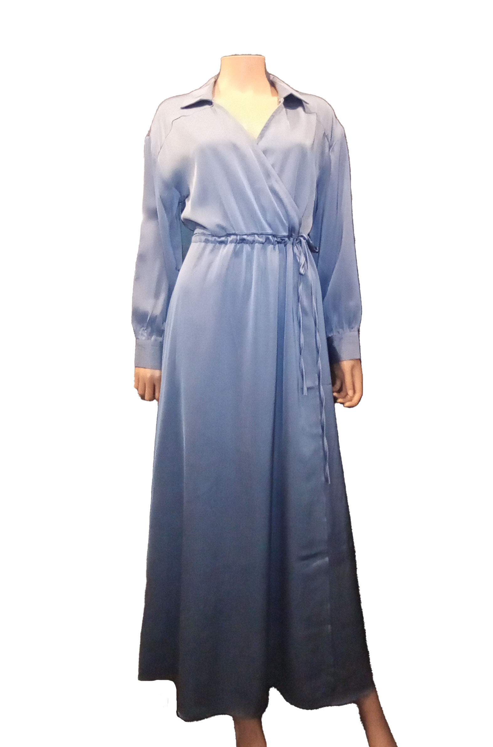 robe longue satinee bleu good
