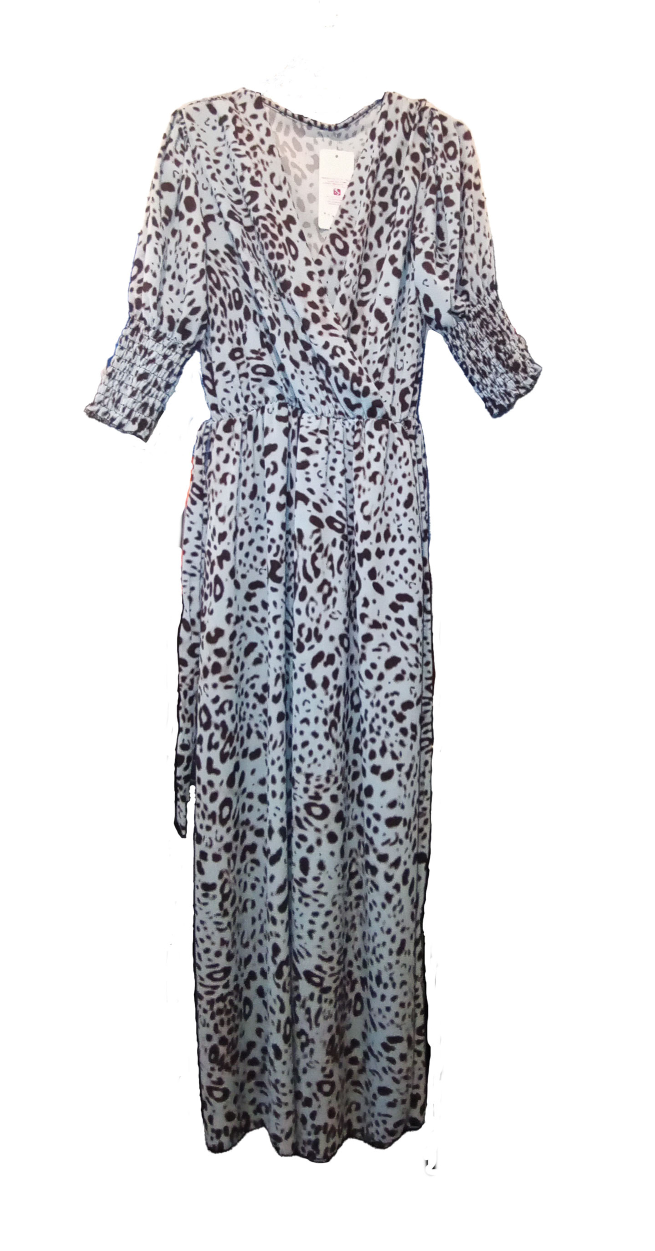 Robe longue imprimee leopard bleu