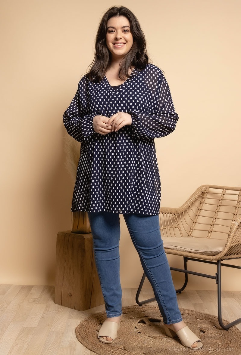 BLOUSE IMPRIMEE POIS GRANDE TAILLE 1