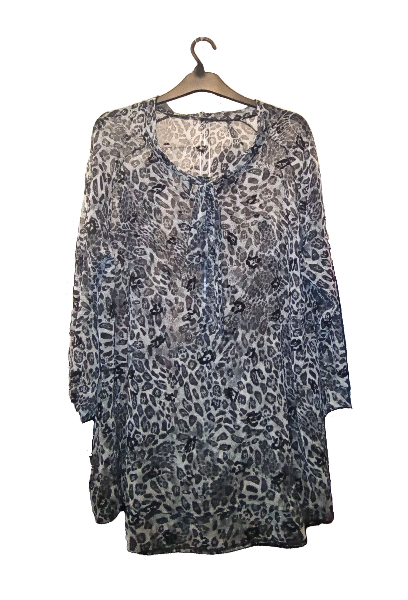 Blouse col lavalière imprimée animal