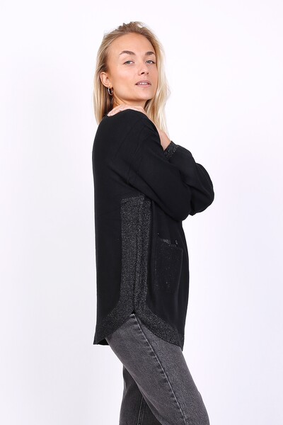 Pull avec strass noir 2