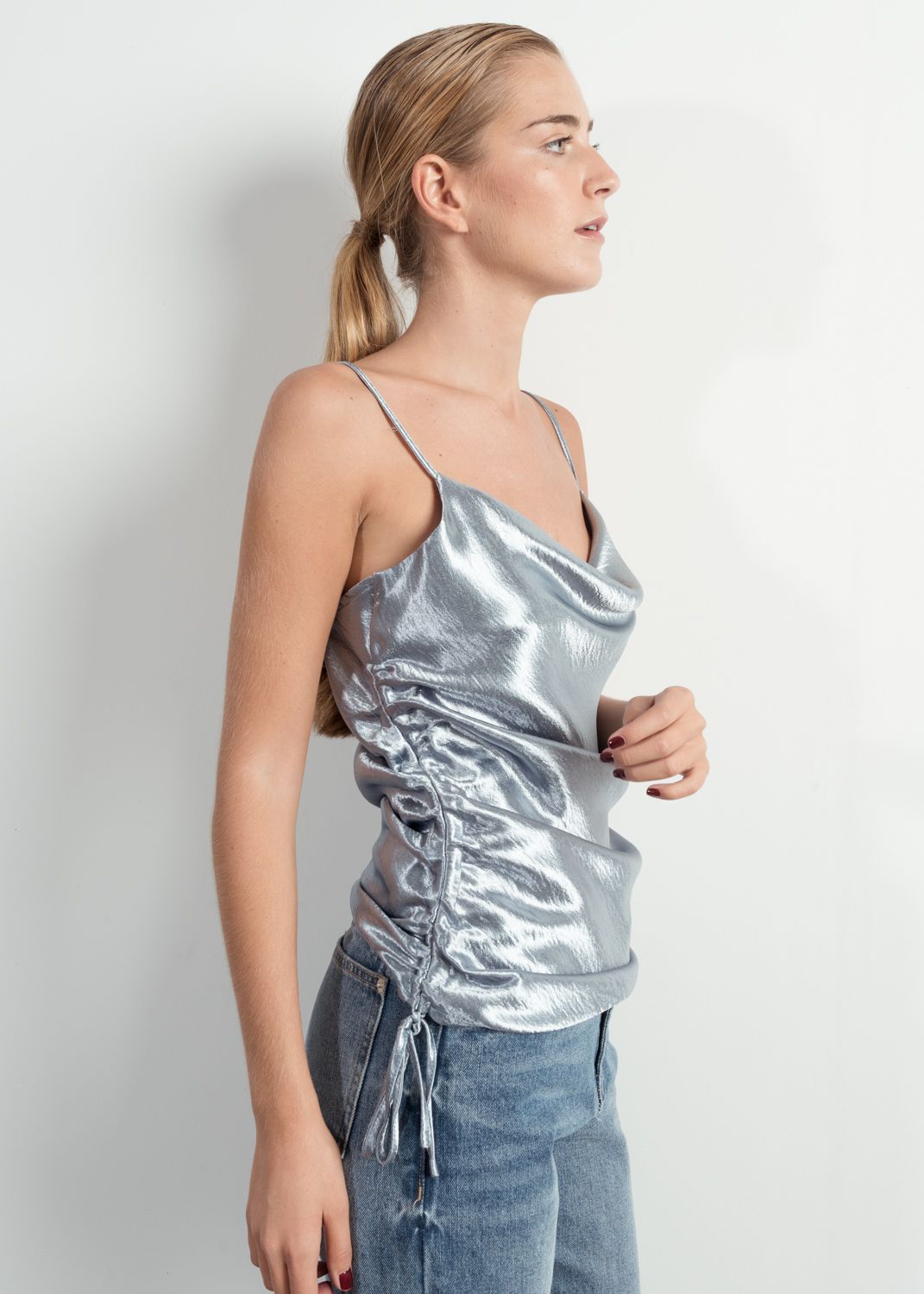 TOP satiné gris