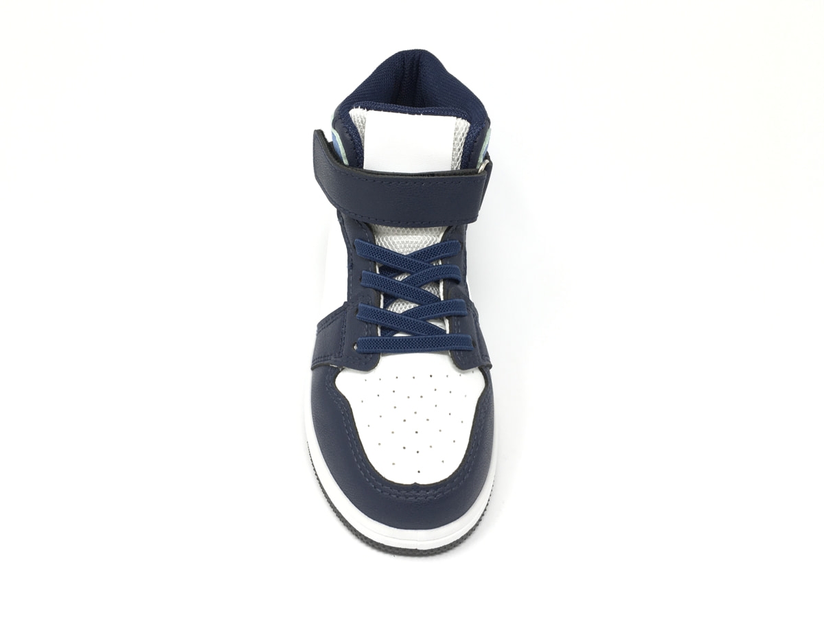 Basket montante bleu et blanc lacet étirable et scratch 4