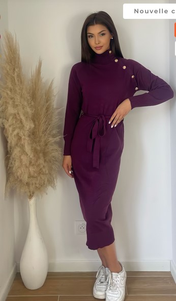 Robe pull style officier violet