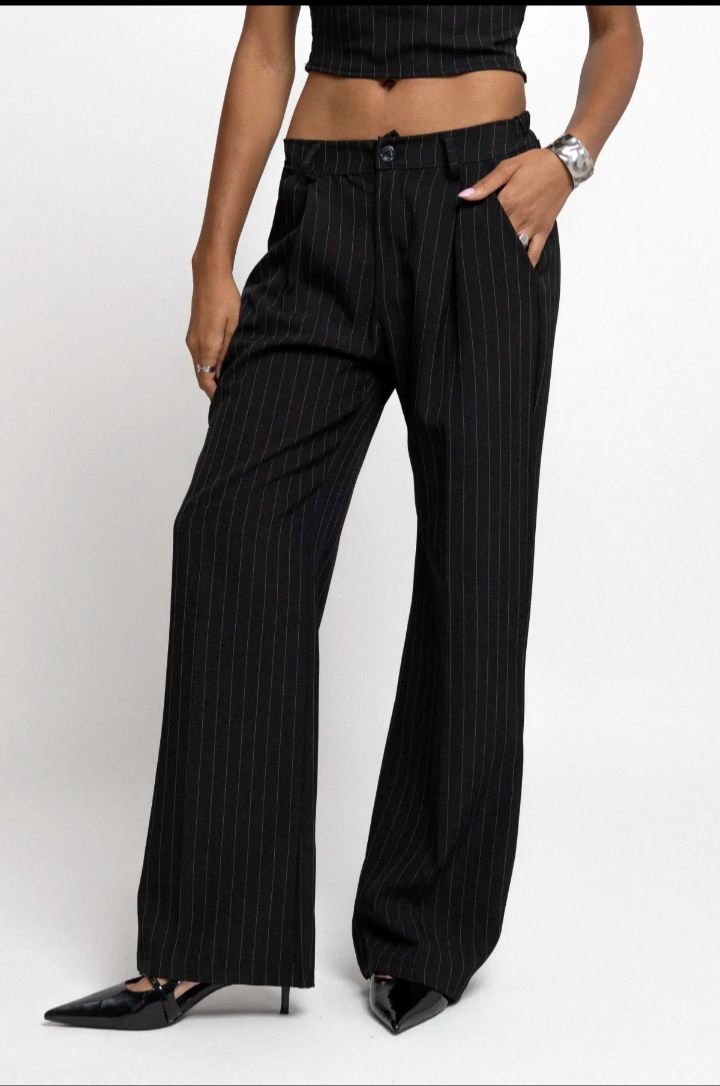 Pantalon large à rayures