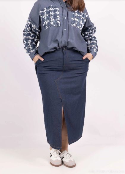 Jupe en jean avec fente grande taille