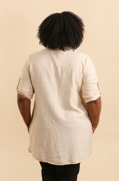 robe chemise beige brodé GT 4