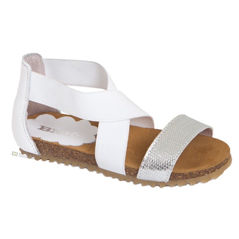 Sandale en cuir blanche avec elastique