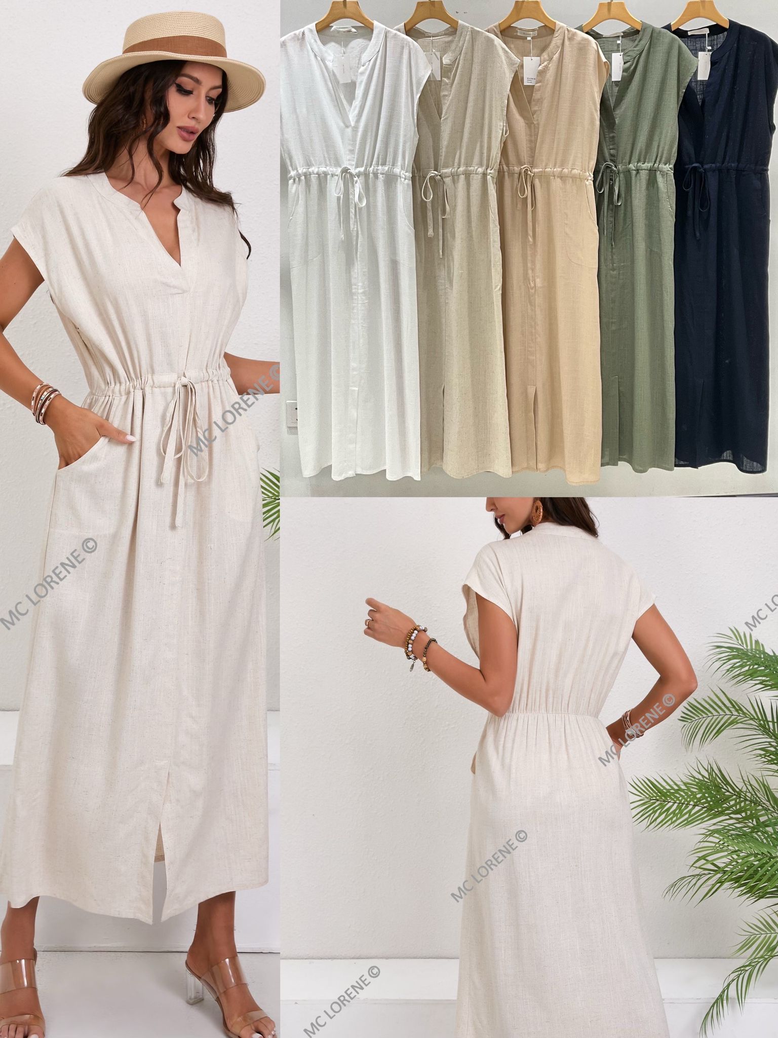 Robe blanche avec poches