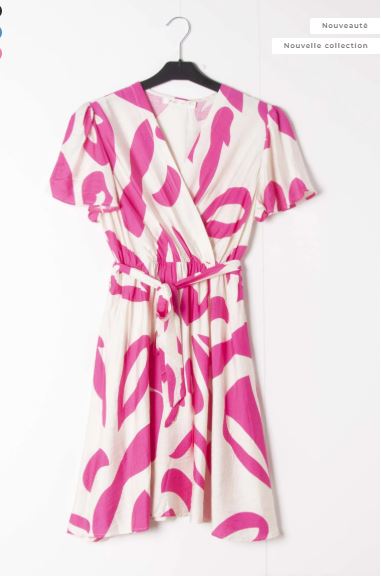 Robe courte rose et blanc