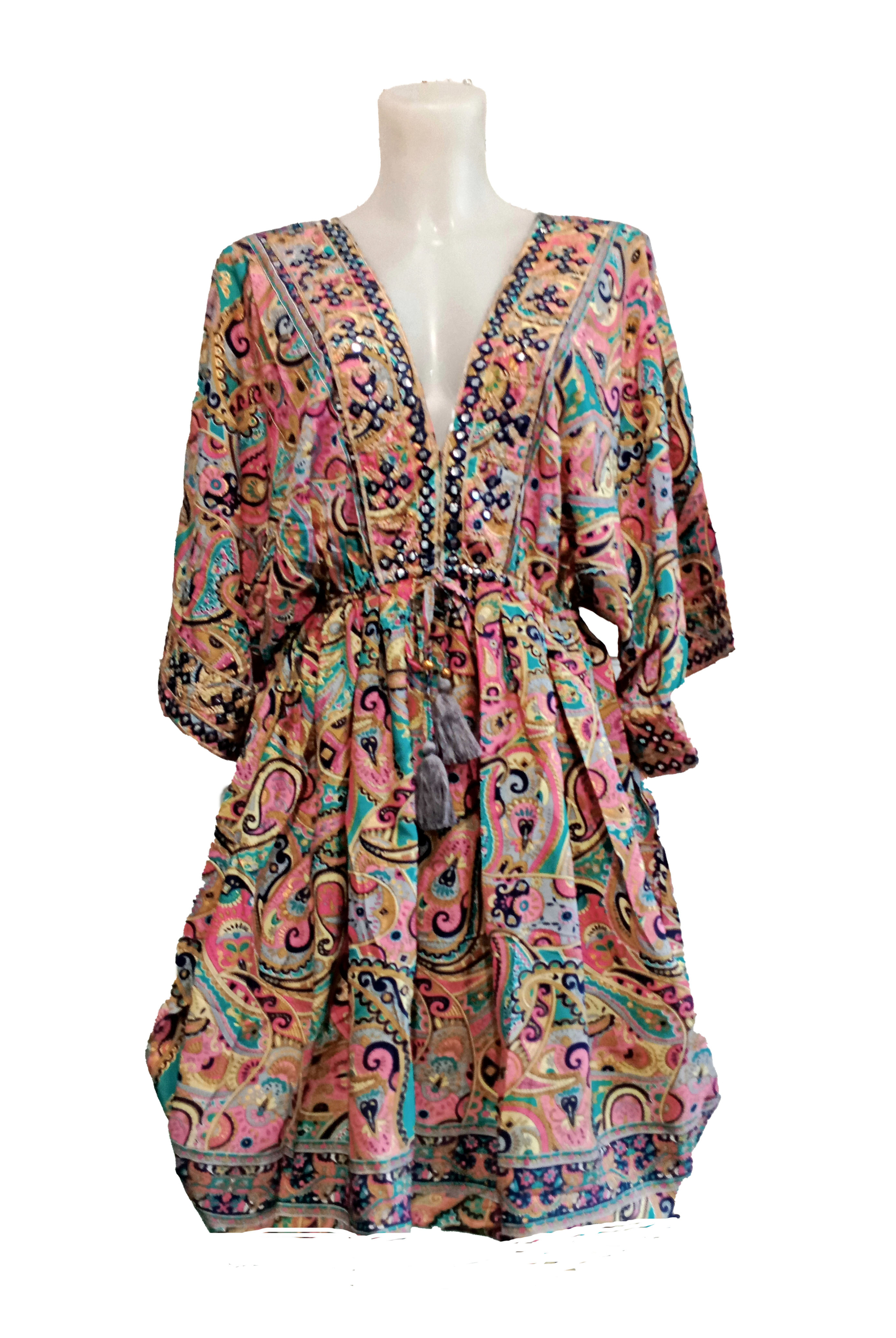 Robe evasé imprimée rose