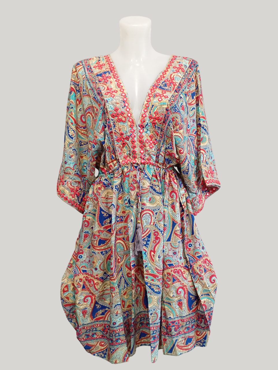 ROBE évasé imprimée rose 2