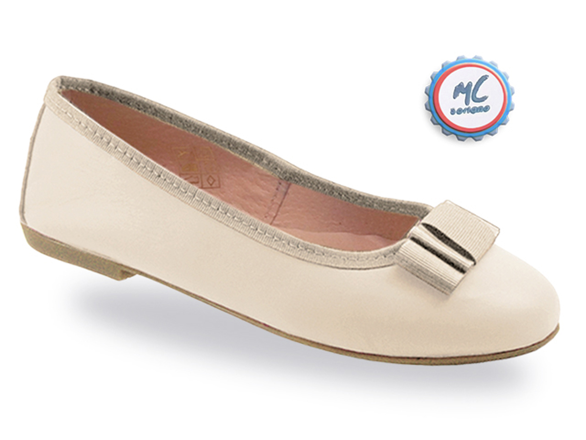 Ballerines en cuir chauusures cérémonie enfants beige