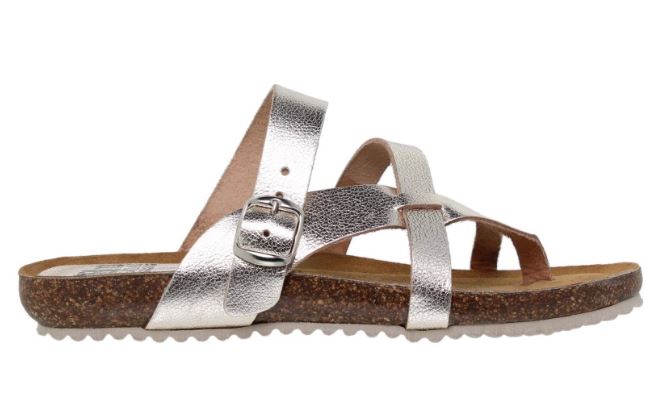 Tong dorée en cuir