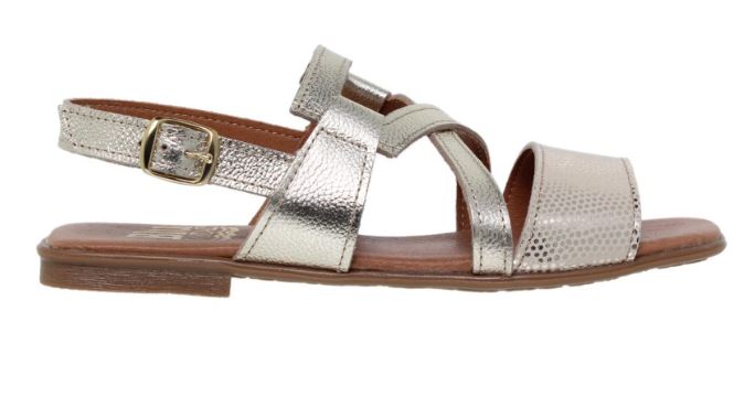Sandales en cuir compensé avec brides dorés 1