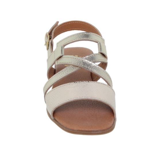 Sandales en cuir compensé avec brides dorés 6