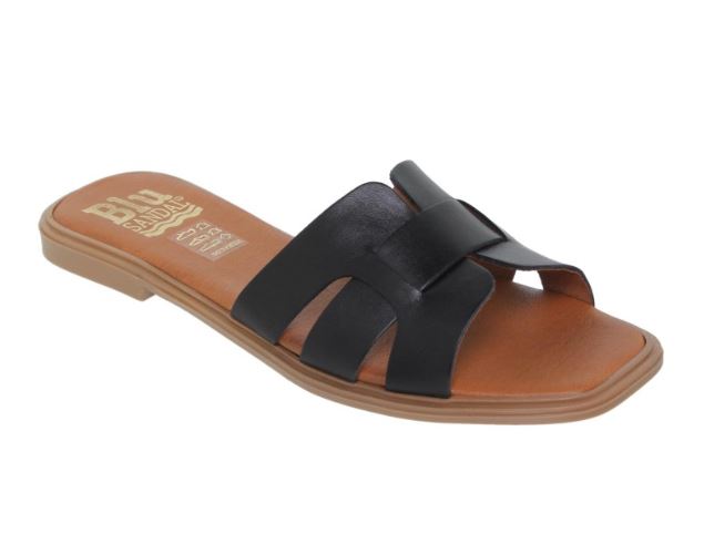 Tong en cuir  noir