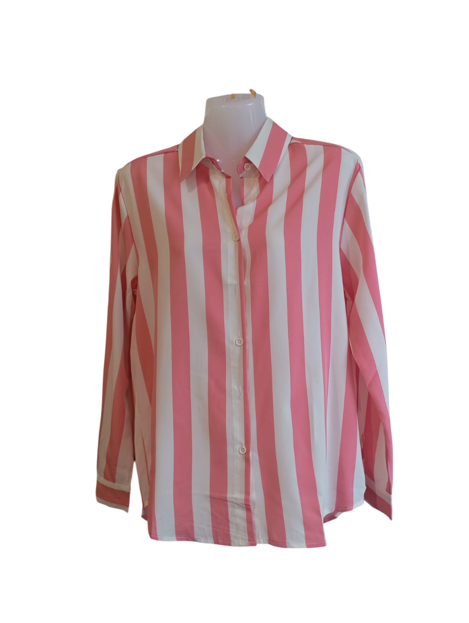 CHEMISE RAYURES VERTICALES BLANCHES ET ROSE-Photoroom