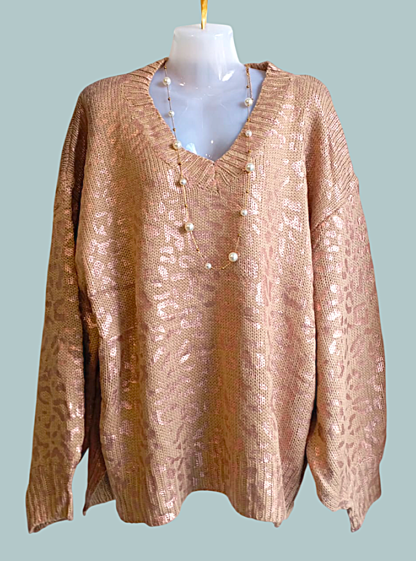 Pull imprimé animal grande taille camel good 3