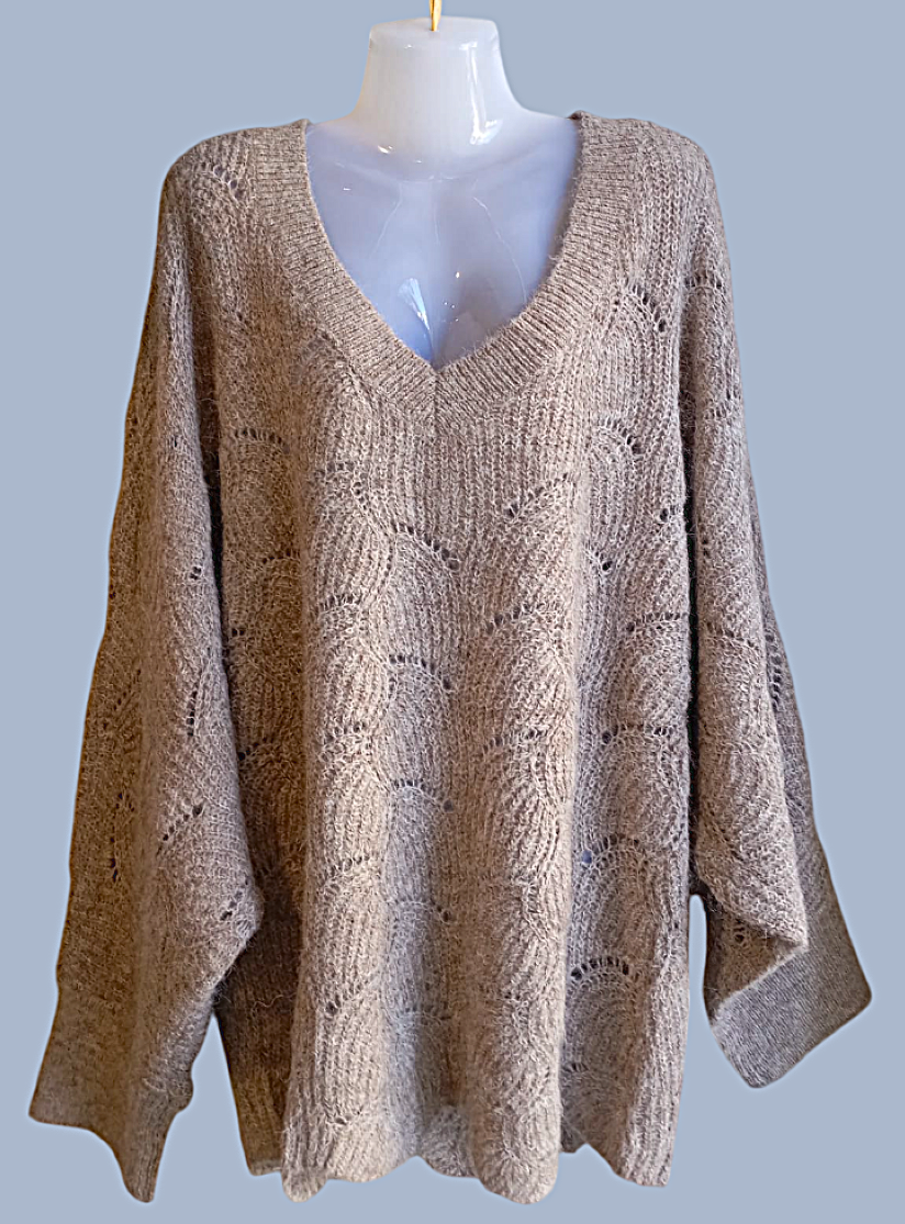 Pull beige grande taille Taupe 3