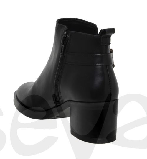 Bottines en cuir noir petit talon 2