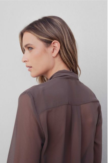 Chemise col lavalière marron 4