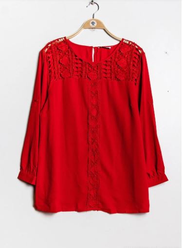 Blouse rouge dentelle grande taille