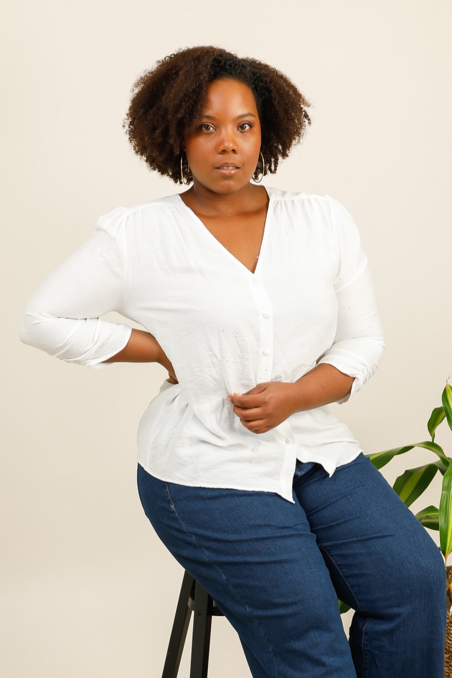Chemisier blanc avec trass grande taille