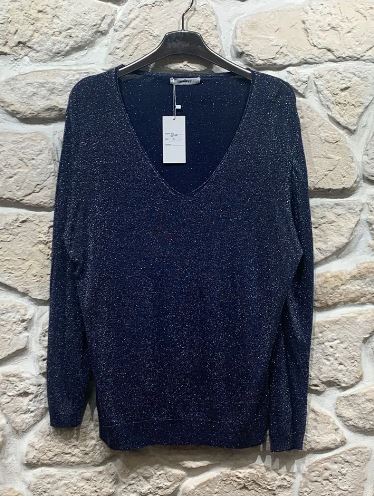 Pull pailletés bleu grande taille