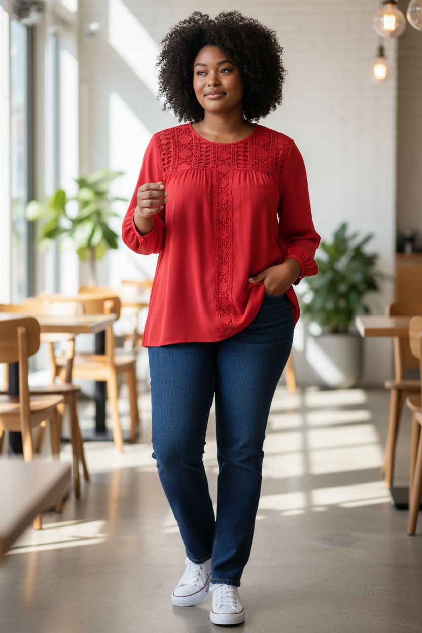 Blouse rouge grande taille