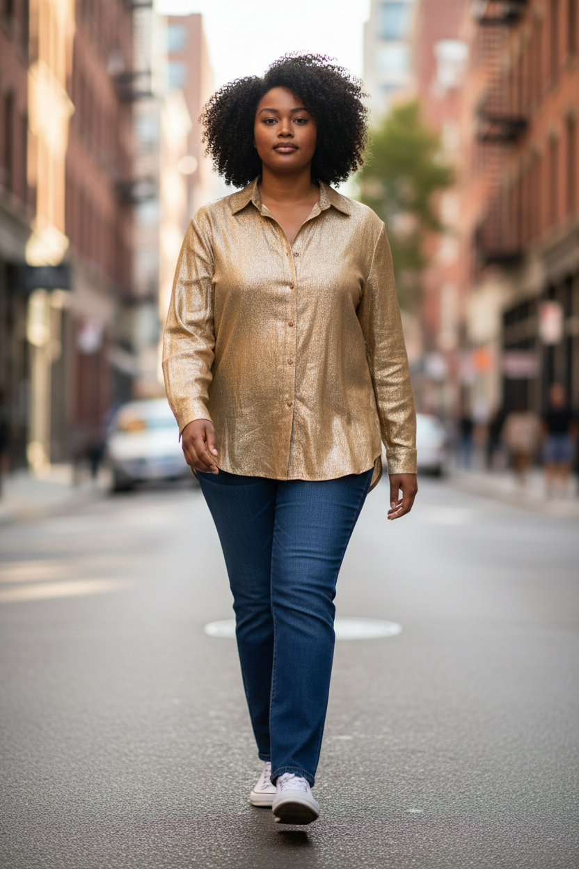 chemise doré grande taille