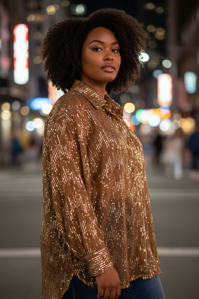 Blouse strass grande taille