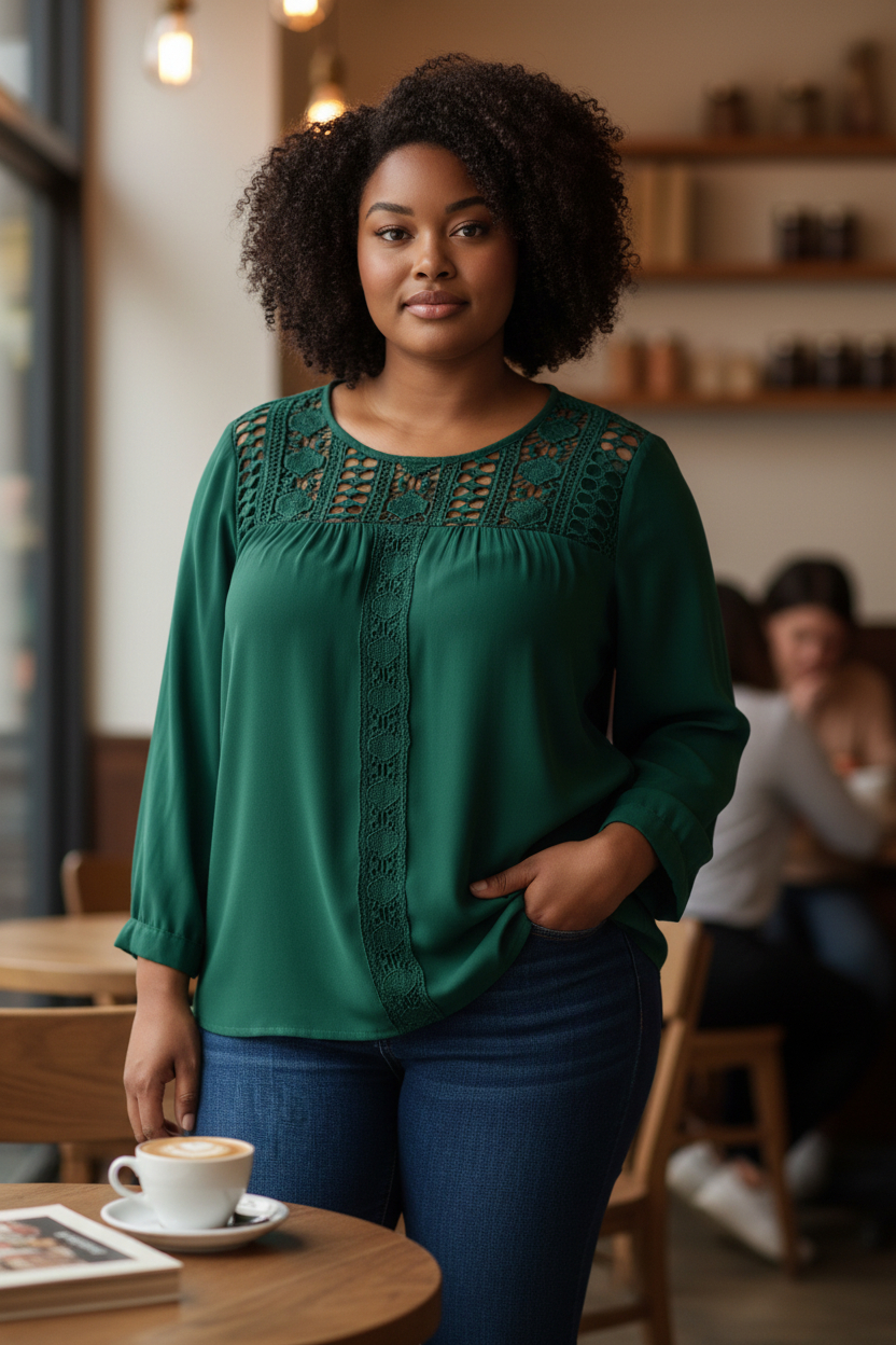 Blouse verte grande taille